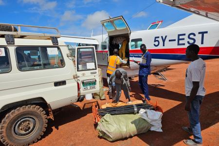 Freight being delivered at Rubkona Airstrip