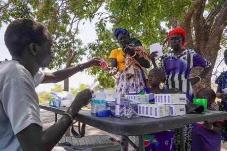 Patients receive medicine for malaria and other diseases